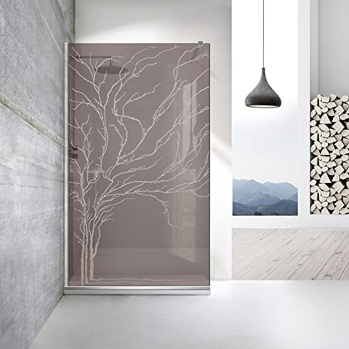 Aqua Roy - Parete doccia modello INOX 90 cm da 70/80/90/100/110/120, pannello in vetro bronzo, 8 mm, rivestimento nano-trasparente sabbiato, motivo sabbiato (90 x 195 cm)