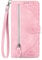 NEXCURIO Custodia a Libro Cover Portafoglio per Apple iPhone 7 / iPhone 8 / iPhone SE 2020 2022 Flip Case in Pelle Fiori Donna con Tasca Zip Porta Carte Laccio Supporto Antiurto - Rosa