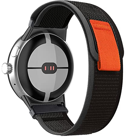 ZoRoll Armband Kompatibel Mit Google Pixel Watch 4 41mm/3 41MM/2/1, Elastisch Nylon Klettverschluss Ersatzarmband Kompatibel mit Google Pixel Watch 3 41mm/4 41MM/2/1 - Schwarz&Grau