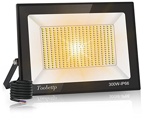 300W LED Strahler Außen, Superhell 30000LM LED Scheinwerfer Außen, Scheinwerfer 3500K Warmweiß IP66 Wasserfest Außenleuchte Flutlicht für Hinterhof Garage Flur Garten Hotel