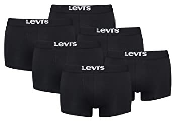 Levi's Solid Basic Herren Boxershorts Unterwäsche aus Bio-Baumwolle im 6er Pack, Farbe:Black, Bekleidungsgröße:S