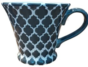 Ceylon Studio Grey & White Moroccan Motif Design Hand Painted Ceramic Teatime Tableware - Mug