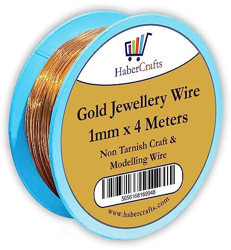 1mm Gold Jewellery Wire Tarnish Proof Brass Bendable Metal Wire for Jewellery Making Sculpting Modelling Crafts Wire Weaving & Wrapping (1mm - Gold - 18 Gauge - 1 Spool - 4 Meters)