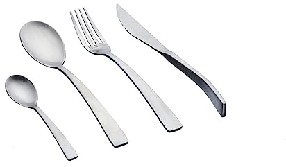 Björn, Oglu, Ménagère 24 Pièces pour 6 Personnes, Couverts de Table en Acier Inoxydable. 6 Fourchettes, 6 Couteaux, 6 Grandes Cuillères, 6 Petites Cuillères, Inox Mat, Compatible Lave-vaisselle