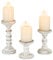 Candeldo Kerzenständer Holz Vintage Deko: 3 Stück Kerzenhalter Stumpenkerzen Wohnzimmer Tischdeko Groß Kerzenständer Dekoration Esstisch Weihnachten (braun + weiß)