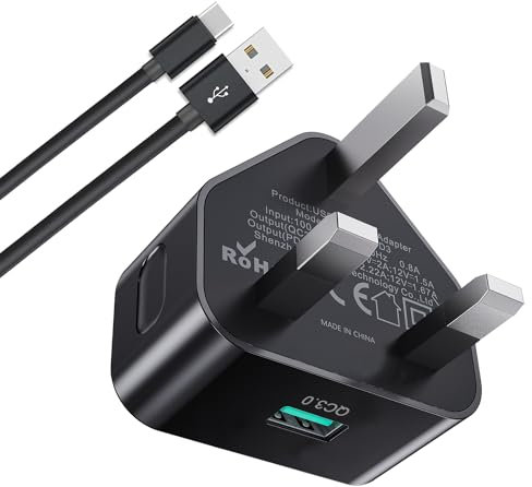 Samsung Fast Charger USB to C Cable and Plug With Phone Lead 9V/18W/15W Quick Charge for Galaxy A15/A14/A13/A12/A10/A06/A05S/A04S/A03S/A33/A34/A52S/A32/S21/S10/S9/S8/S8+/S7/Note 8 9/M13/M14/Z Flip3 4