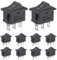 VEXUNGA 10Stück Wippschalter 3 Polig Kippschalter EIN/AUS/EIN Schwarz Rechteck Schalter AC 250V 10A Einbauschalter Eingebettet 3 Position 3Pins Boot Switch