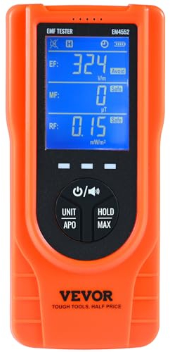 VEVOR 3-in-1-EMF-Messgerät, 5 Hz – 3,5 GHz, tragbarer wiederaufladbarer Strahlungsdetektor für elektromagnetische Felder, digitaler LCD-EMF-Tester für EF MF RF-Hausinspektionen