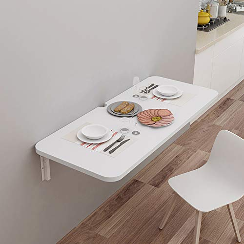 Klappbarer Esstisch, An Der Wand Montierter Klappbarer Drop-Leaf-Schreibtisch, Kindertisch Aus Faserplatte, Schwebender Tisch Für Büro/Hausbar/Wäscherei/Balkon, Weiß, Maximale Belastung 25 Kg / 55 P