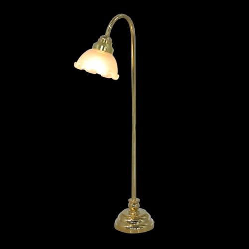 TOYANDONA Dollhouse Miniature LED Floor Lamps - 1:12 Scale Golden Battery Operated Light, Realistic Warm Glow Floor Lamp for DIY Micro Landscape & Dollhouse Furniture Accessories