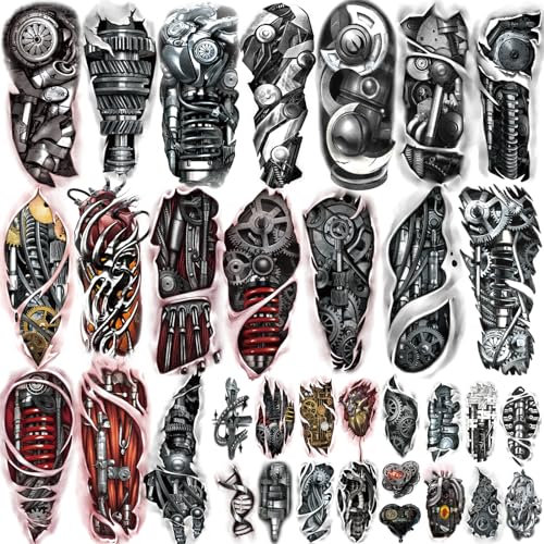 Yazhiji 77 feuilles de tatouages ​​temporaires imperméables pour filles ou garçons enfants 17 feuilles de faux tatouages ​​​​demi-bras loup tigre lion pour hommes ou femmes et 60 feuilles