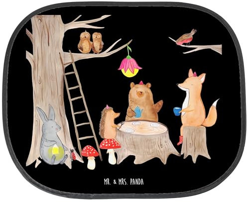 Mr. & Mrs. Panda Auto Sonnenschutz Waldtiere Picknick - Geschenk, Auto Sonnenblende, Sonnenschutz fürs Auto, Tiermotive, lustige Sprüche,
