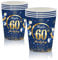 MORAINJAY 16 Pièces Gobelets en Papier pour Fête Anniversaire 60 ans,Bleu Or Papier Tasse pour Décoration Anniversaire 60 ans Homme Femme