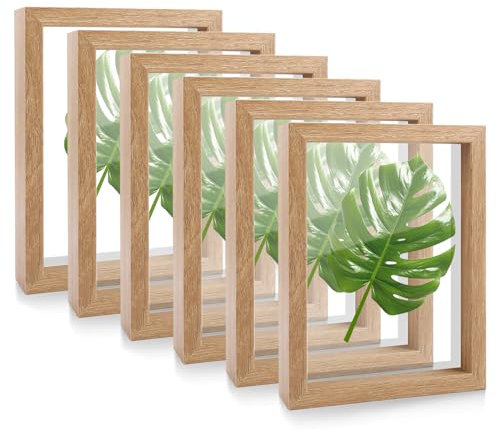 VIDETOL 6 Stück Bilderrahmen Glas 18x13 cm, Doppelglas Schwimmende Fotorahmen, Floating Objektrahmen für Fotos, Tischaufsteller, Wandbehang