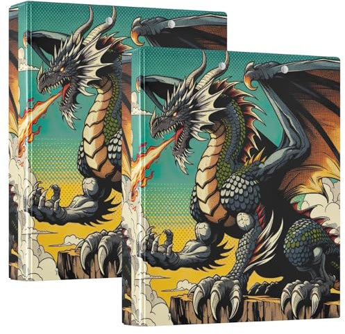 Comic Dragon 3,8 cm Ordner mit 3 D-Ringen, 3,8 cm, 3-Ringbuch mit Taschen, 2 Stück