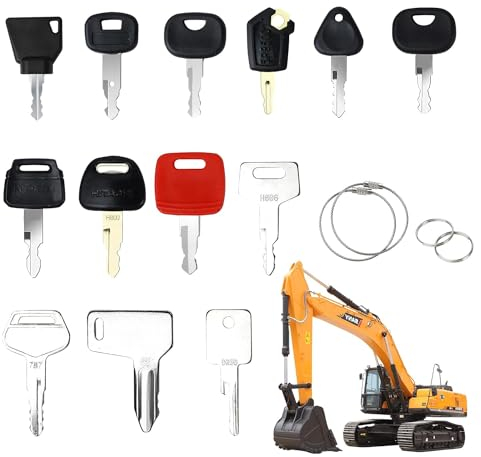 JOLIGAEA 17 Pezzi Kit Chiavi di Accensione, Chiavi di Accensione di Ricambio, Chiavi di Ricambio Interruttore di Accensione Universale per Bulldozer Attrezzature Pesanti Veicoli da Costruzione