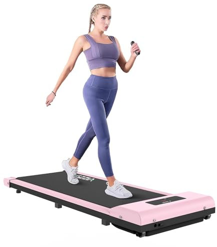 bigzzia Tapis de Course Électrique Pliant,Walking Pad 1-10 km/h,2.5HP-Tapis Roulant électrique Extra Large 43cm-Télécommande et Écran LCD - Cadre Renforcé 130KG pour Bureau à Domicile (Rose)