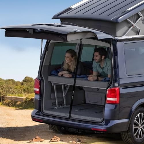 ZATOOTO Cortinas Mosquitera Puerta Trasera de Coche Solo Apto para VW T5 T6, Cortina Divisoria Magnética con Tres Cremalleras, Mosquitera para Camping y Viajar