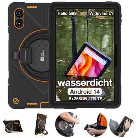 AGM PAD P2 Active Outdoor Tablet Android 14 (2024), mit Hülle, 360° Drehbarer Ständer, Schultergurt, 16(8+8) GB + 256GB, 11'' FHD Display, 50MP + 8MP, Dual SIM 4G/5G WiFi/OTG/IP69K/Widevine L1/G99