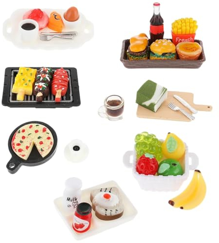 Puppenhaus Zubehör Essen, Miniatur Wichtel Zubehör Küche, Puppenhaus Küche Miniatur Deko Miniatur Essen und Trinken Weihnachten Geschenke Miniaturen Lebensmittel Spielzeug