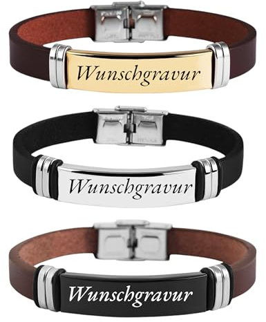 AKANX Armband Herren mit Gravur, Lederarmband Herren, personalisierte Geschenke, Geschenke für Männer, Armbänder für Herren,personalisierte Geschenke Männer, Jahrestag geschenk für Ihn (Gold)