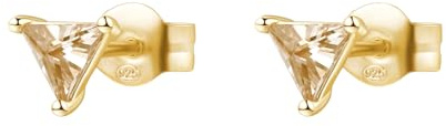 Rosato Vittoria RZVT22 Gold Plated Sterling Silver Triangles Stud Earrings with White Cubic Zirconia Size: 6mm