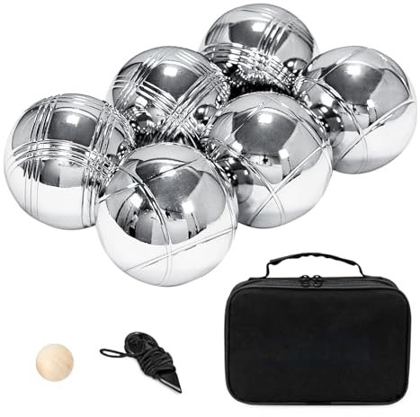Bocce Ball Kit - Petanque Bowls Set | Metal Outdoor Bocce Ball Kit | Petanque Game Set | Multi-Purpose Petanque Balls for Family Backyard, Outdoor Picnic, and Beach Vacation