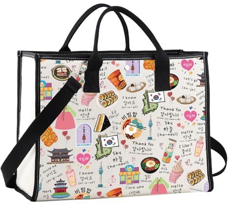 JNIAP Koreanische Tragetasche, Korea-Reisegeschenke, Südkorea-Reisegeschenke, K-Drama, koreanische Gruppenliebhaber, Geschenk, koreanische Seoul-Umhängetasche, Südkorea-Tragetasche, Large