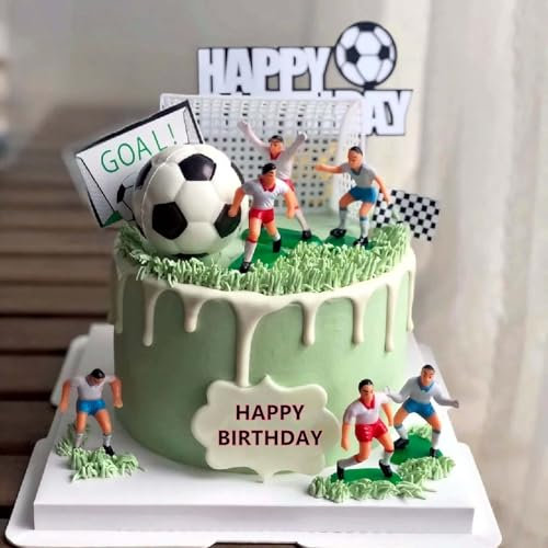 Fussball Tortendeko, Fußball Geburtstagstorte Dekoration, Fußball Cupcake Topper, Fussball Torten Deko Geburtstag Kinder, Fußball Spieler Tortenaufleger Deko, für Männer Junge Geburtstag Party (A)