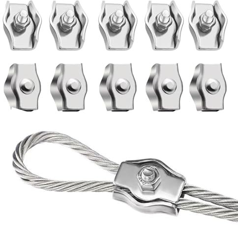 Lot de 10 serre-câbles M3 - 3 mm - En acier inoxydable 304 - Pour câble métallique - Tendeur de corde à linge - Pour store