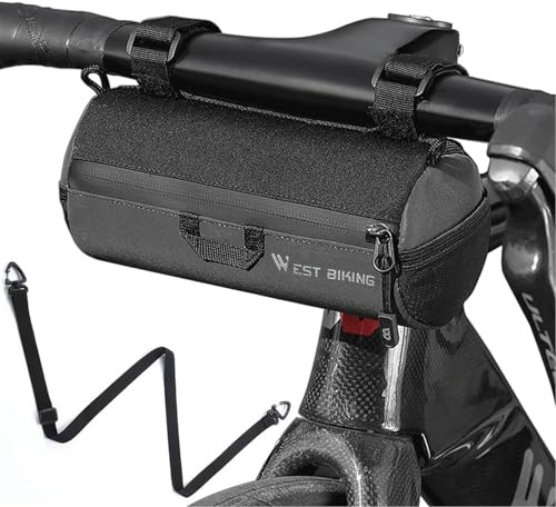 Ayicheyl Borsa Manubrio Bici Accessori Bici, Manubrio Bici Borsa con Tracolla, Borsa Manubrio Moto Borse Bici per Mountain Bike e Bici Da Strada, Nero 1L