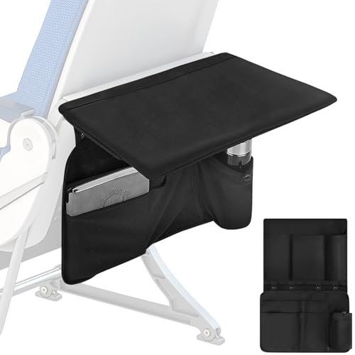 TOCCOOL Airplane Tray Table Cover with Under Desk Attachment Set, Travel Accessories for Seat Back Organize & Personal Item Storage, Washable Airplane Accessories with Water Bottle Holder (Black)