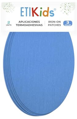 2 Rodilleras color Celeste termoadhesivas para planchar. Coderas para proteger tu ropa y reparación de pantalones, chaquetas, jerseys, camisas. 16 x 10 cm.