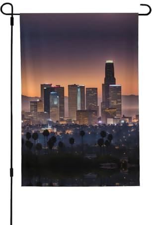 Los Angeles Skyline Landschaftsflaggen, zweiseitig, Outdoor-Flaggen, 71,1 x 101,6 cm, für Hütte und Heimdekoration