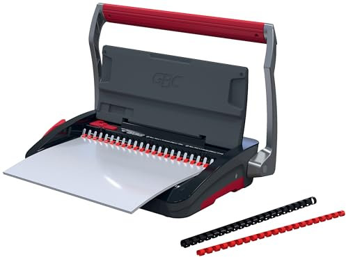 GBC CombBind CB15 Manuelles Bindegerät - Bindet 165 A5/A4 Blätter, kompaktes und leichtes Design, stanzt 15 Blätter, Schwarz/Silber, 4410061