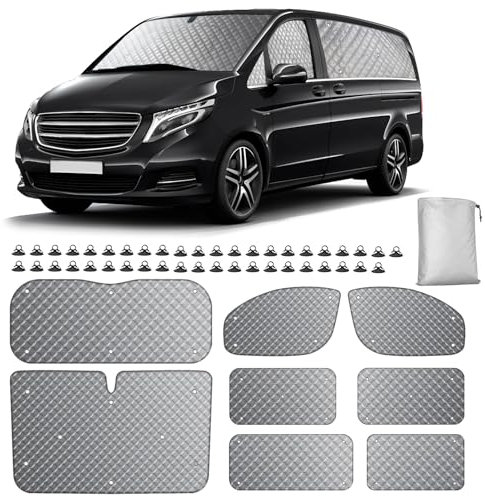 Sonnenschutz Auto Frontscheibe Kompatibel mit Mercedes-Benz VITO III W447 2014-2024 (SWB), 10 STK Sonnenschutz Windschutzscheiben Schutz Set Wintergegen Schnee Frontscheibenabdeckung