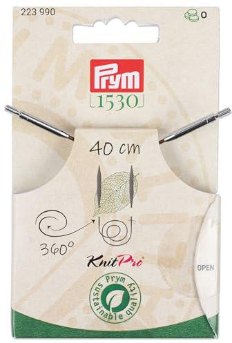 Prym 223990 - Corda e accessori in plastica naturale, girevole a 360°, 40 cm, corda intercambiabile per ferri circolari e uncinetti tunisini, marrone