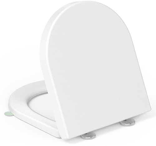 Tavoletta wc Universali D Forma,YEAUPE PRO Sedile WC, Urea-Formaldeide Chiusura Ammortizzata tavoletta wc con Sgancio Rapido a un Pulsante, Bianco,42,5 * 36,3 * 4,9CM