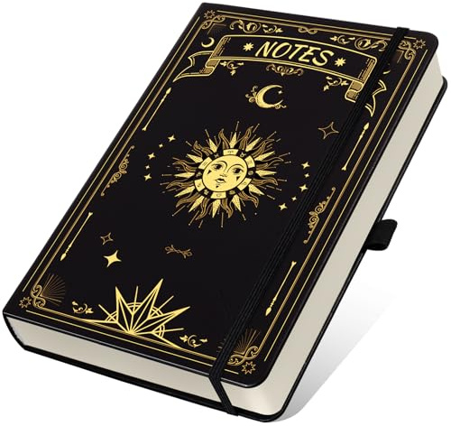 XLOXFU Notizbuch A5 Dotted, Hardcover, Leder Journal Notebook, Tagebuch für Erwachsene, With 192 Blatt 100GSM, Notizblock,Schule - Die Sonne