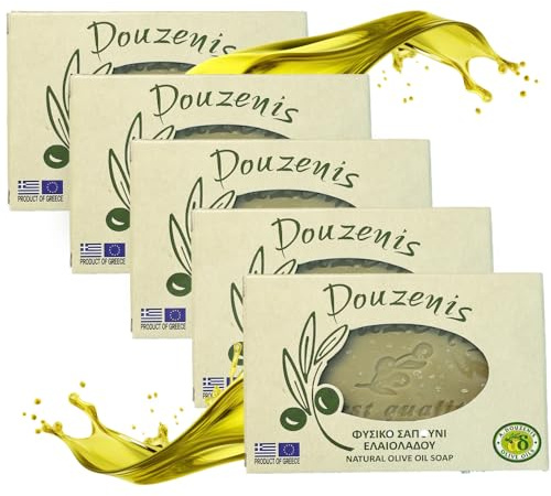 Theoni Soap Bar Made With Olive Oil - Natural Body Soap for Men & Women's Face, Hair, Body & Hands | Moisturising & Exfoliating Bath Soap For Sink & Shower Soap Bar, Gentle On Sensitive Skin [5-Pack]