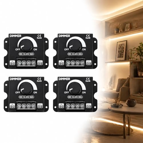 Variateur LED PWM 12V/24V DC 30A avec Interrupteur Marche/Arrêt et Boîtier Métallique pour Bandes Lumineuses Monochromes 5050, 3528, 5630 – Contrôle de Luminosité Précis (4)