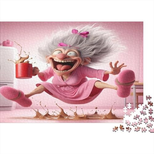 1000 Teile Lustige Oma Motiv Puzzle für Erwachsene Papier Lernspaß Humor Puzzle Wohnkultur Geschenkidee 38x26cm/1000pcs