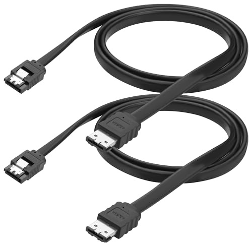 ELFJMZP SATA to eSATA Cable, Copper Core with Locking Latch, 6Gbps SATA III Data Transfer Cord for HDD SSD Hard Drive Enclosure, External SATA to eSATA Converter Cable 100cm/3.3ft(2 Pack)