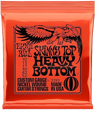 Ernie Ball Skinny Top Heavy Bottom Slinky - Cuerdas para guitarra eléctrica, entorchado de níquel, 1 paquete, calibre 10-52