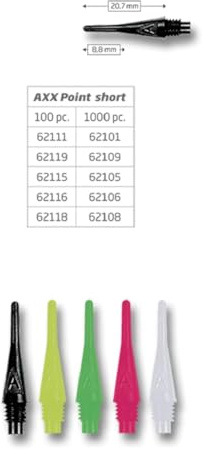 Bull's AXX Point Kurz Soft Tips, Dart Spitzen 6 mm, Farbe:Weiss