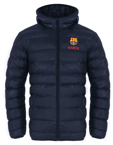 FC Barcelona Boys Quilted Jacket Hooded Winter Coat Official Gift Navy Blue 2-3 Years