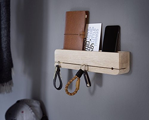 Natuhr Schlüsselbrett Ablage Holz Schlüsselhalter Schlüsselleiste (Eiche gekalkt)