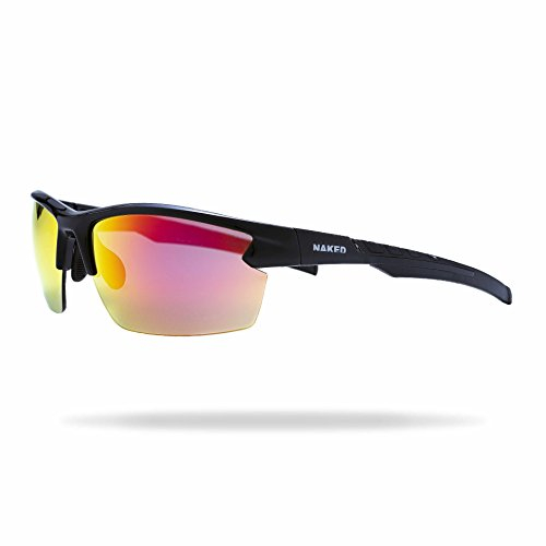 Sportbrille Herren & Damen RUSH – Leichte Fahrradbrille für Herren & Damen mit Anti-Slip Pads – Bequeme Sport Sonnenbrille mit UV400-Schutz zum Radfahren, Laufen & MTB (Halfframe Black/Lens Red)
