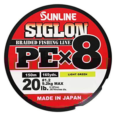 Sunline Siglon Braid Pe x8 Schnur Schnur Light Green 0.187MM - 150MT - 9.2KG
