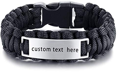 JewelryWe Schmuck Paracord Survival Armband, Edelstahl Verschluss, Schwarz